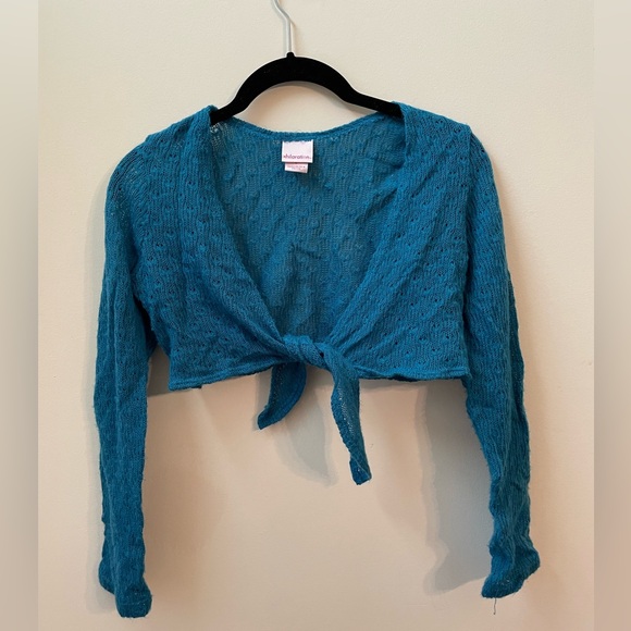Xhilaration Other - Teal Blue Knit Tie-Front Bolero Shrug